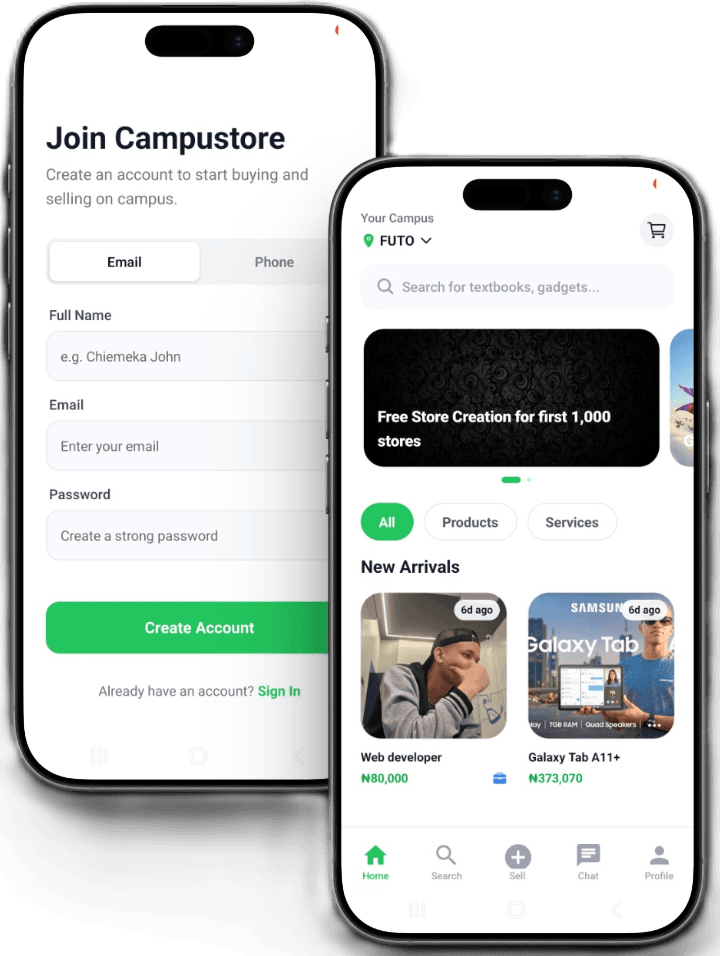 Campustore home screen